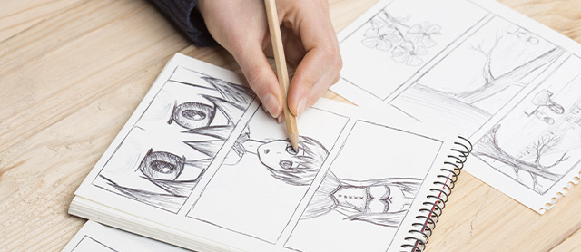 pessoa fazendo desenhos com um lápis