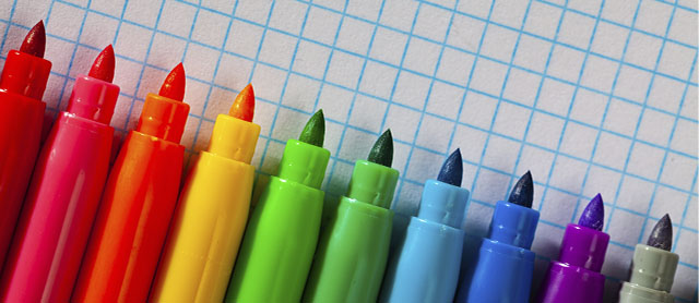 marcadores coloridos, item que não pode faltar na lista de material escolar